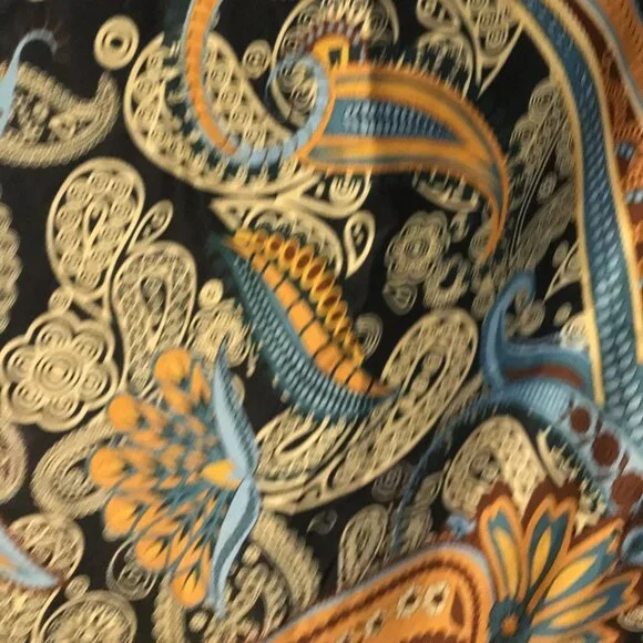 La Fiorentina brown blue Paisley rabbit fur scarf shawl poncho Made in Itlay - Picture 5 of 7